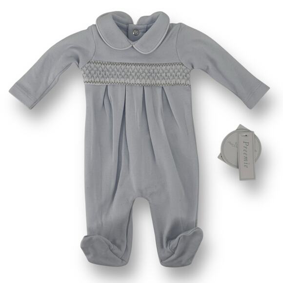 Edgehill Collection Preemie Baby Boy Coverall Lot Smocked Embroidered Dog - Picture 6 of 11